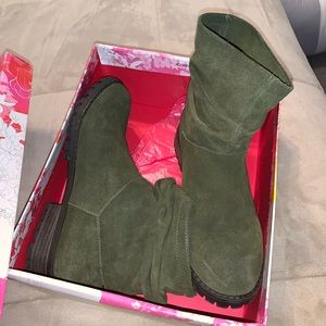 Suede Green Ankle Booties